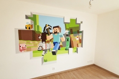 Minecraft malba na zdi od Dave Art